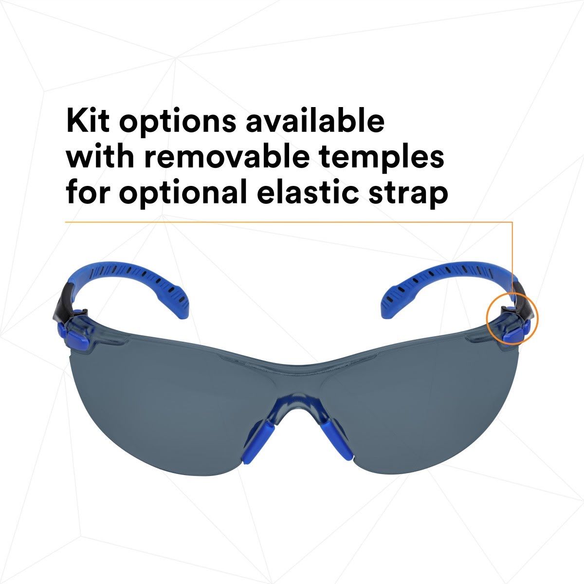 3M S1102SGAF-KT Solus 1000-Series Safety Glasses Kit with Foam Gasket and Elastic Strap, Gray Anti-Fog Lens, Blue Black Frame (7100105846) - (20 Pack) - 4