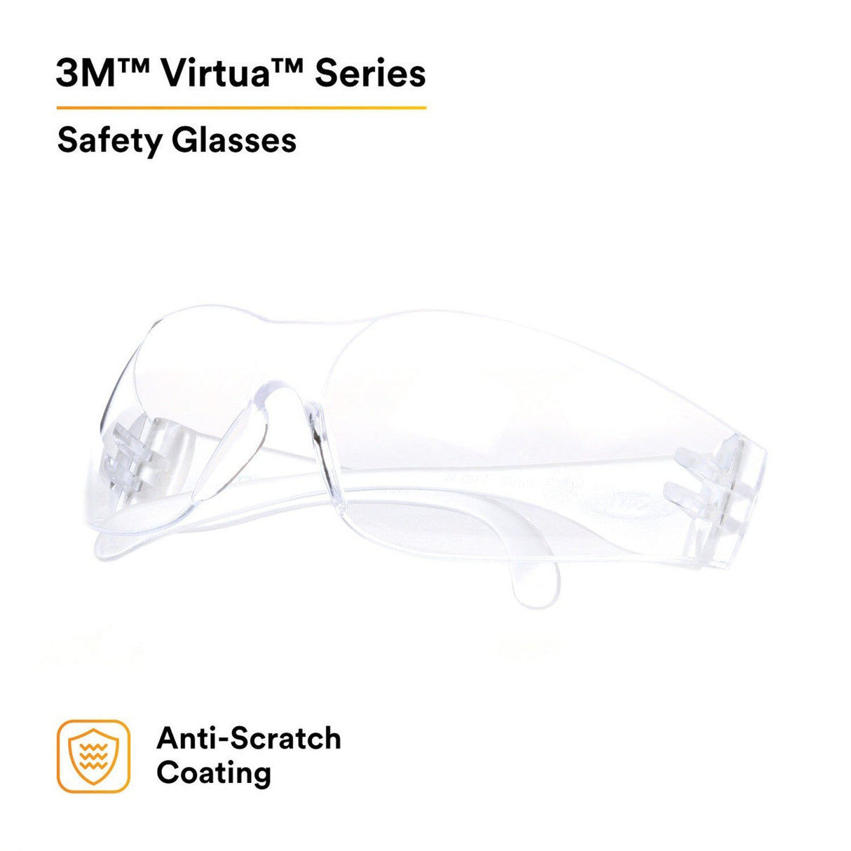 3M 62099 Virtua Safety Glasses Clear Hard Coat Lens Clear Frame Anti-Scratch Wraparound Lightweight (7100109223) (1 Pair) - (20Pack) - 4