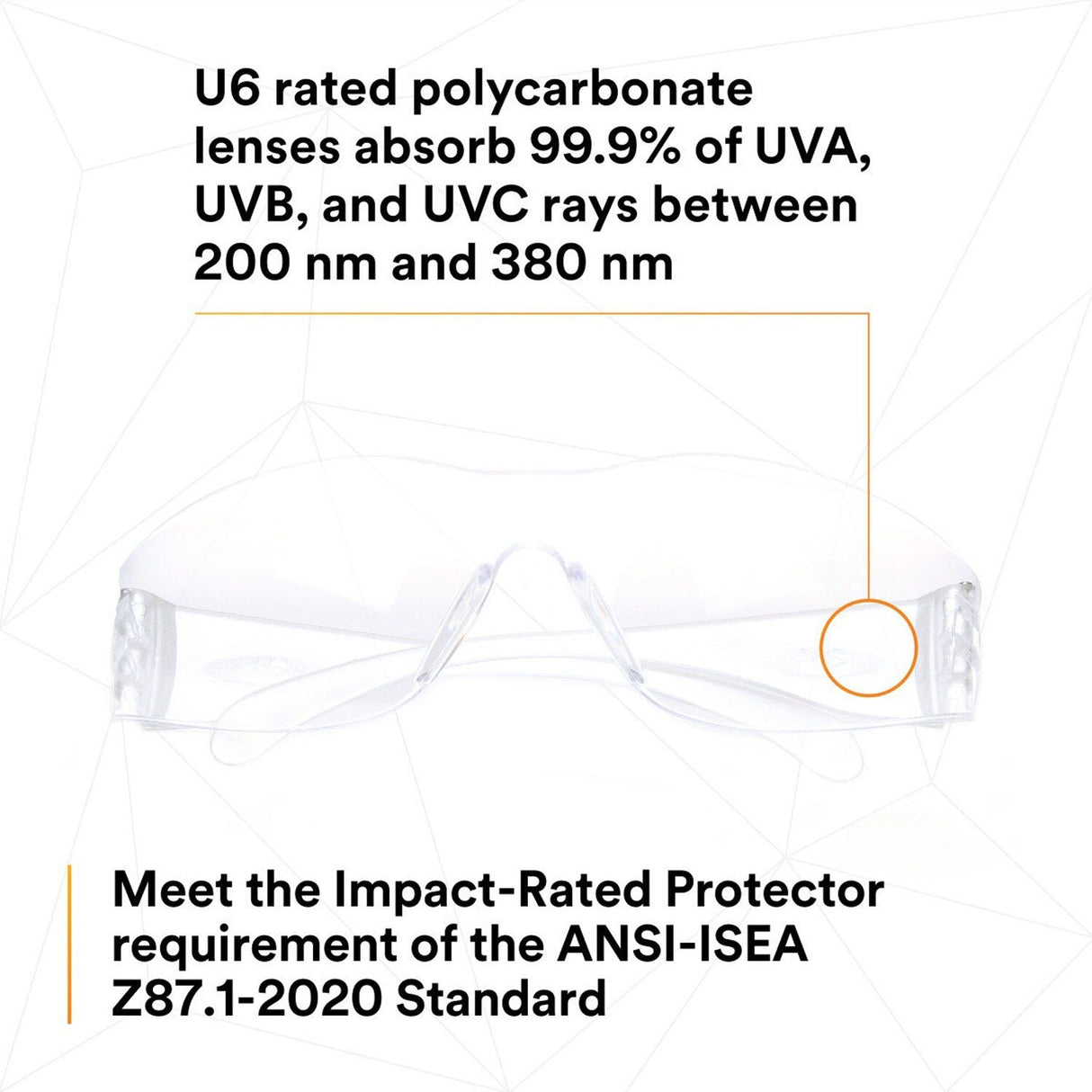 3M 62099 Virtua Safety Glasses Clear Hard Coat Lens Clear Frame Anti-Scratch Wraparound Lightweight (7100109223) (1 Pair) - (20Pack) - 9