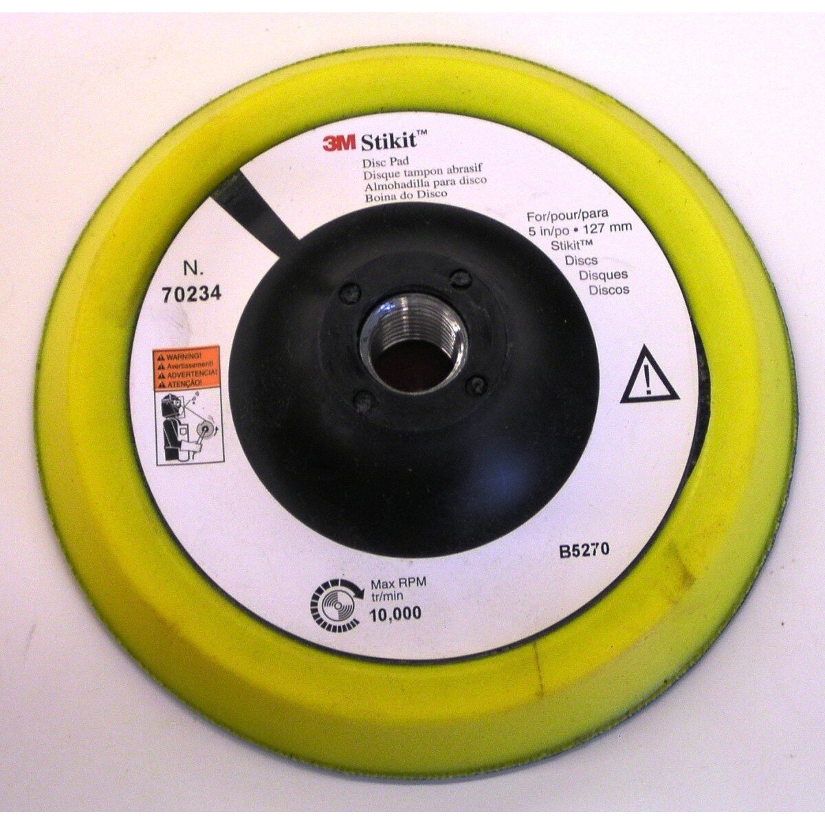 3M Stikit Disc Pad, PSA, Yellow, 5 in x 1/2 in, 5/8-11 Internal (70234) (7100114993) - (5Pack)