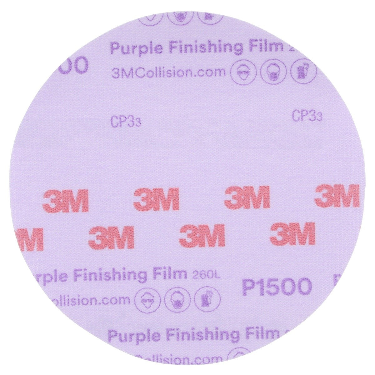 3M 260L 30667 Hookit Purple Finishing Film Abrasive Disc, P1500, Purple, 6 in (7100122795) (50 Pack)