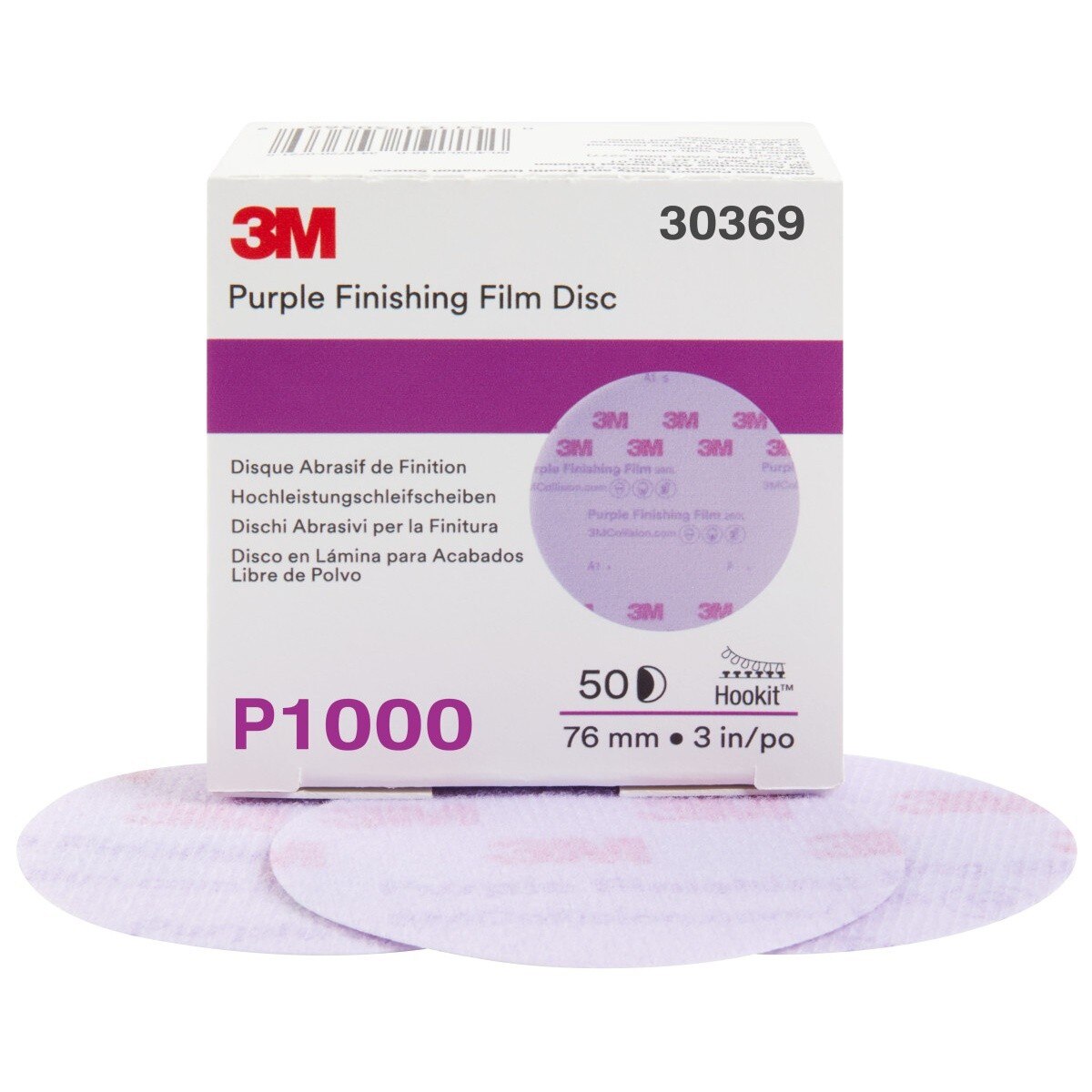 3M 260L 30369 Hookit Purple Finishing Film Abrasive Disc, P1000, Purple, 3 in (7100122803) (200 Pack)