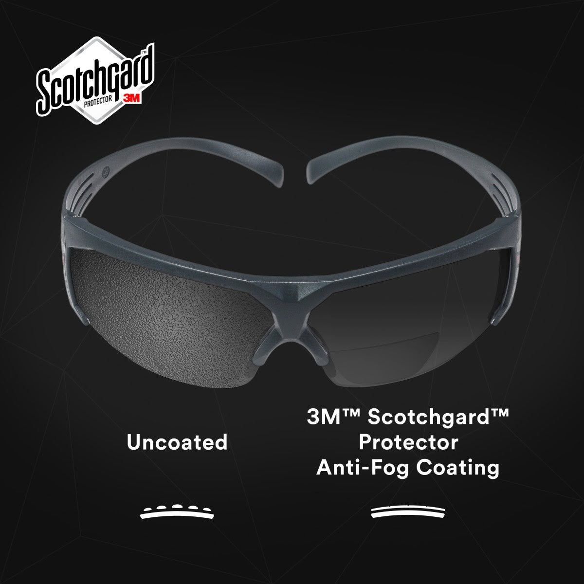 3M SF625SGAF SecureFit Safety Glasses, Clear Scotchgard Anti Fog Anti Scratch Lens, +2.5 Diopter, Gray Temples (7100132360) - (20Pack) - 7