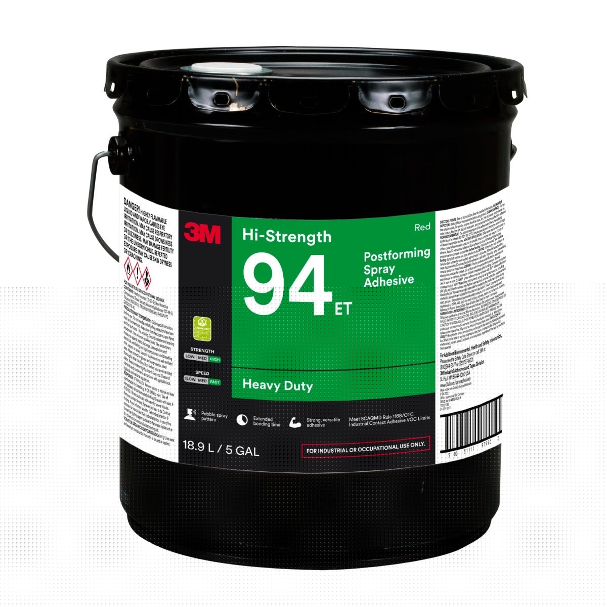 3M 94 ET Hi-Strength Postforming Adhesive Red 5 Gallon Pail (7100138383)