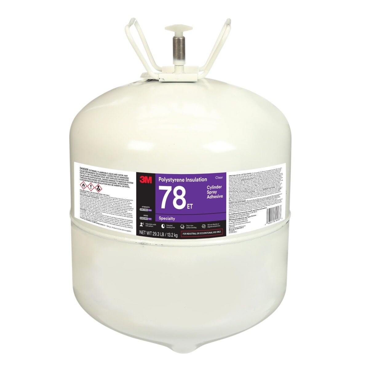 3M 78 ET 78ET Polystyrene Insulation, Cylinder Spray Adhesive, Clear, Large (Net Wt 29.3 lb) (7100138815)