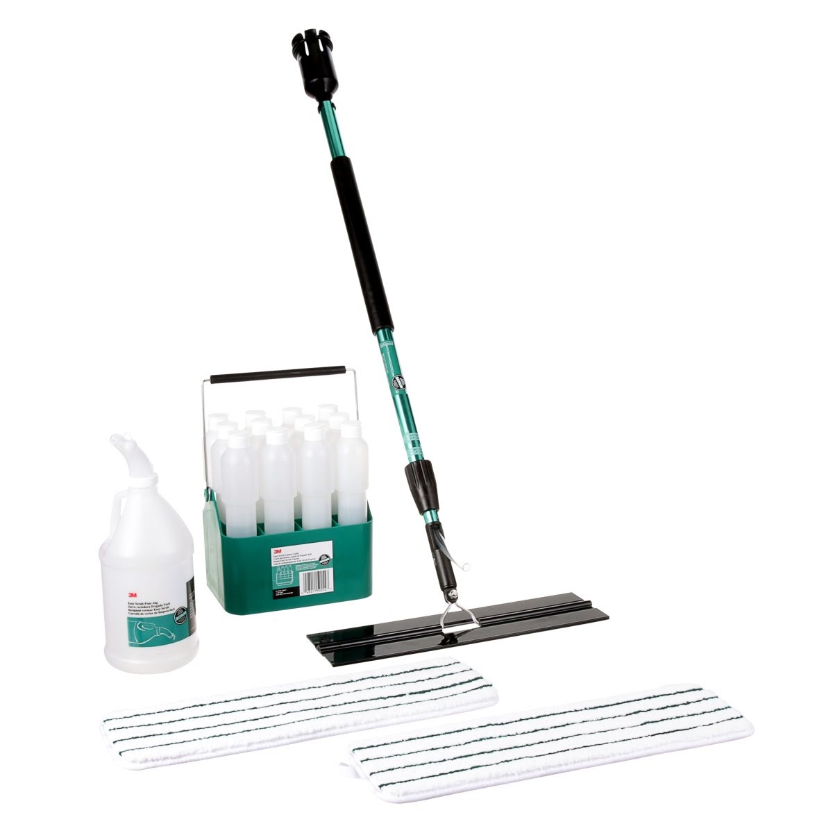 3M Easy Scrub Express Starter Kit with Mop Handle Pole 16 in Mop Pad Holder 12 Bottles and Caddy 2 Flat Mop Pads and 1/2 Gallon Pour Jug (7100139536) - 2