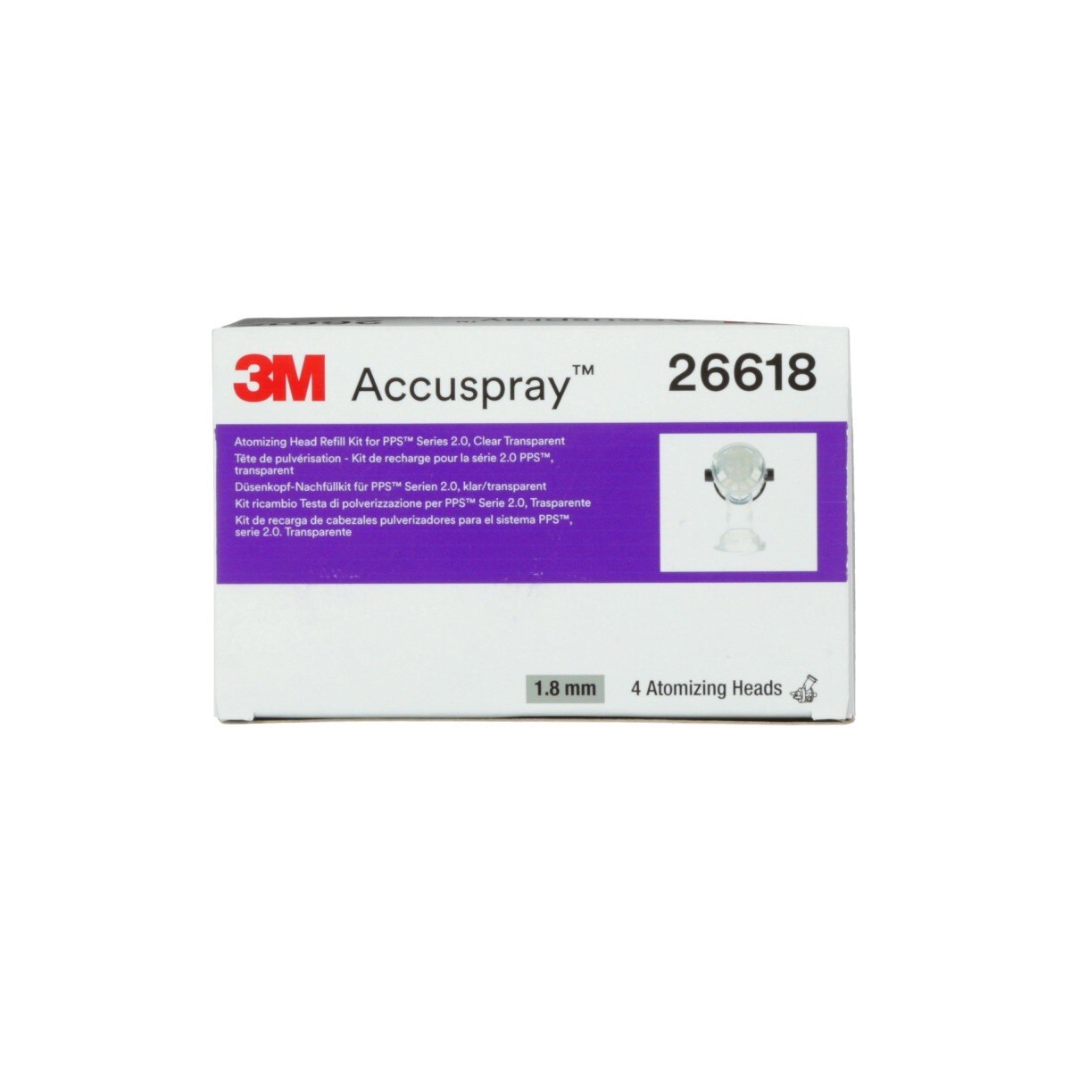 3M 26618 Accuspray Atomizing Head Refill Pack for Series 2.0 Spray Gun System, Clear, 1.8 mm (7100141416) (24 Pack)