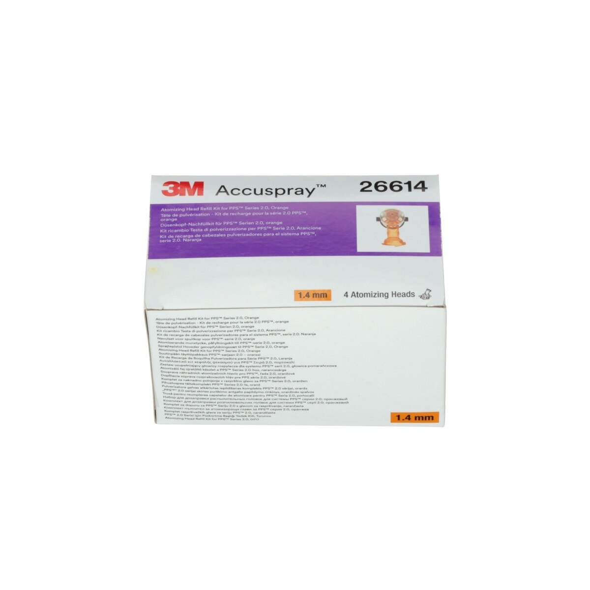 3M 26614 Accuspray Atomizing Head Refill Pack for PPS Series 2.0, 1.4 mm, Orange (7100141417) (24 Pack) - 2