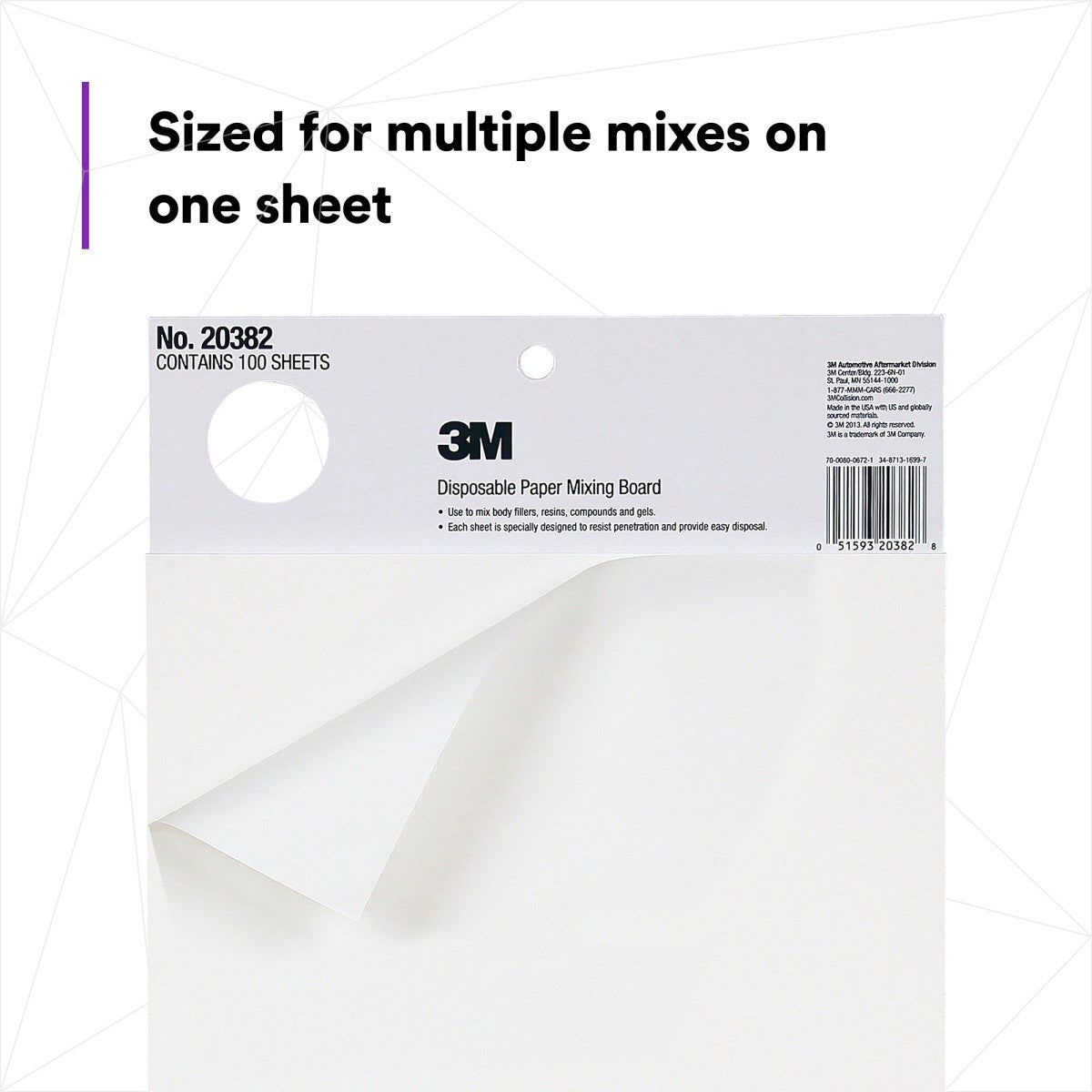 3M B-20382 Disposable Paper Mixing Board, Non Porous, Solvent Resistant, Non Soak, Large Sheet, 10 in x 13 in, 100 Sheets/Board (7100144396) (12 Pack) - 2