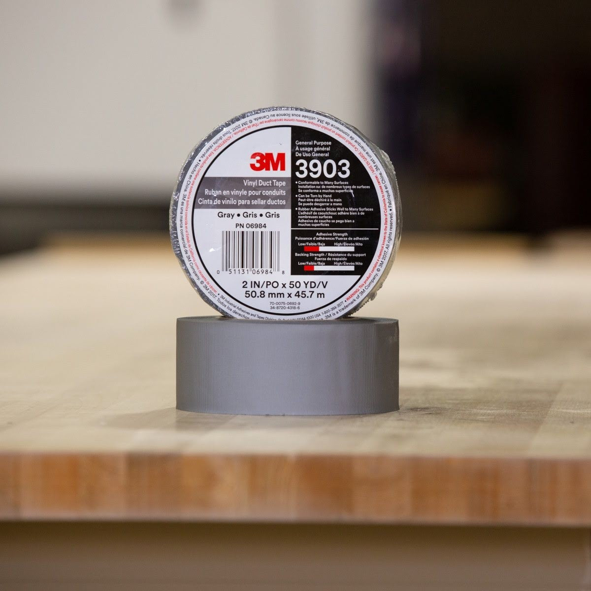 3M Vinyl Duct Tape 3903 Gray 2 in x 50 yd 7.3 mil Roll (3903) (7100145925) - (24Pack) - 6