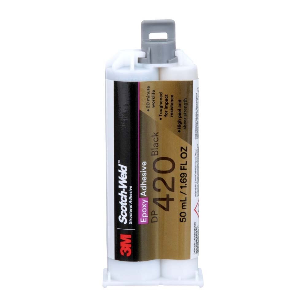 3M 420 Scotch-Weld Epoxy Adhesive DP Black Two-Part Structural Adhesive, 20-Minute Work Life, High Impact and Fatigue Resistance Duo-Pak (50 mL) (7100148731)