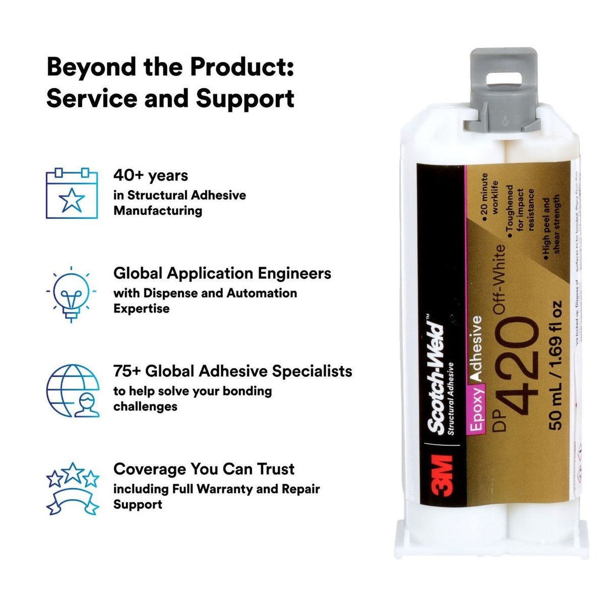 3M DP420 Epoxy Adhesive, Off-White, 50 mL Duo-Pak (7100148736) - 8
