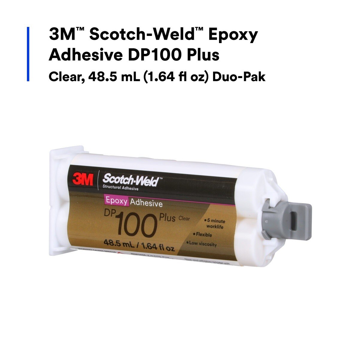 3M DP100 Plus Scotch-Weld Epoxy Adhesive, Clear, 48.5 mL 1.64 fl oz Duo-Pak (7100148750) - (12Pack) - 5