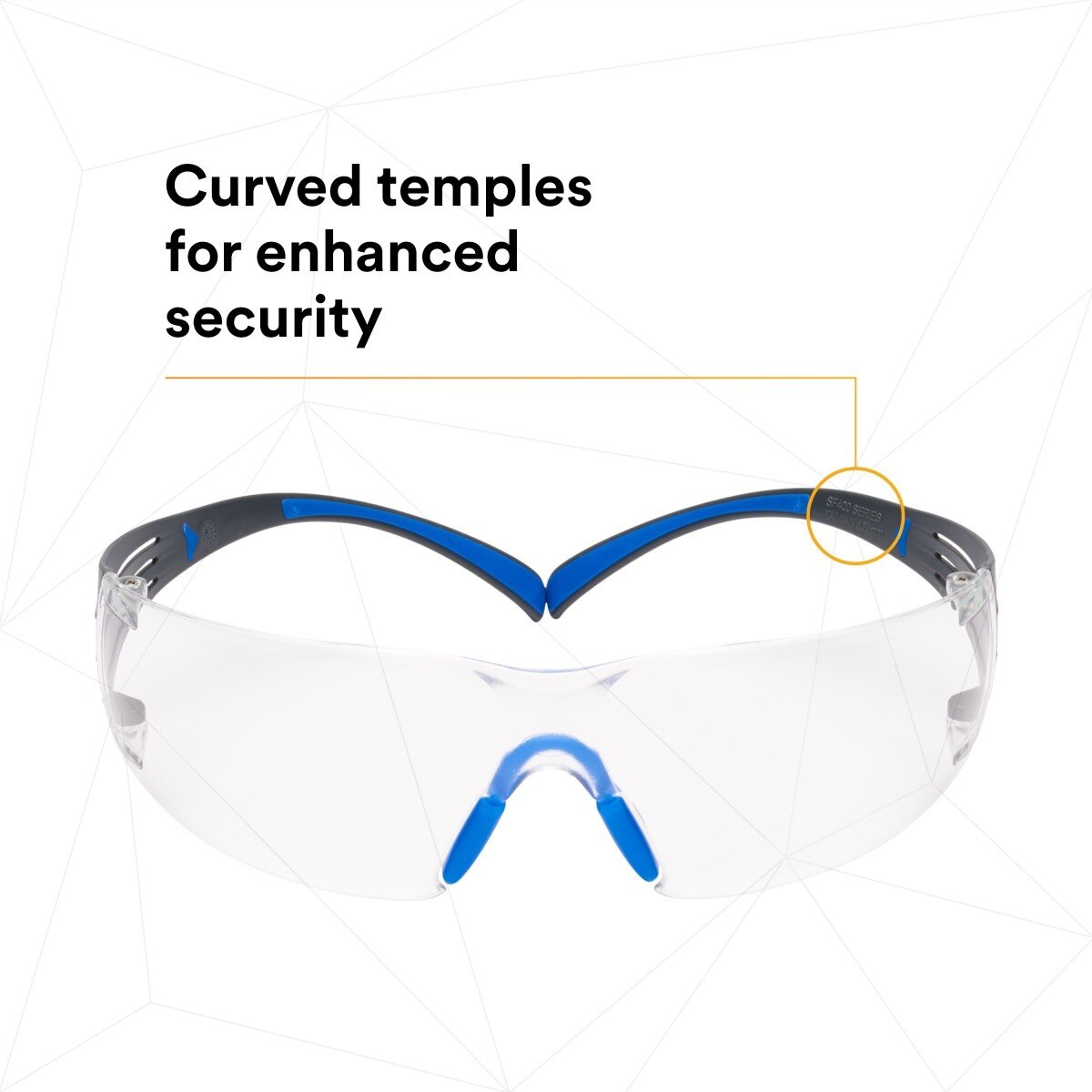 3M SF401SGAF-BLU SecureFit Safety Glasses, Clear Lens, Blue/Gray Frame, ANSI Z87.1 (7100150838) - (20 Pack) - 8