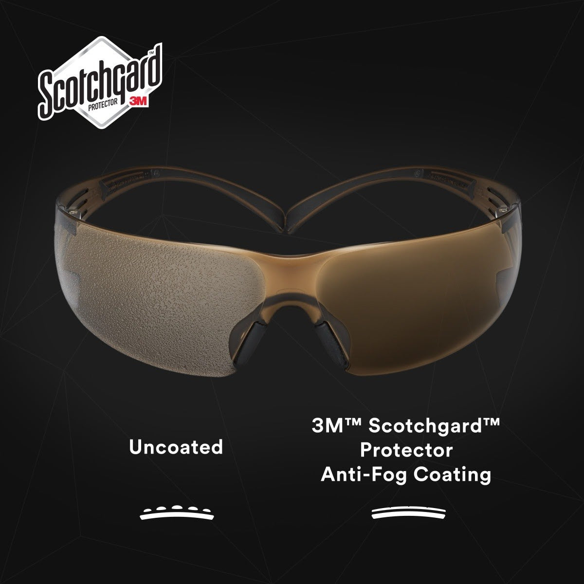 3M SF405SGAF-BLA 1334251 SecureFit Safety Glasses, Black/Brown, Brown Scotchgard Anti-fog Lens (7100155940) - (20Pack) - 9