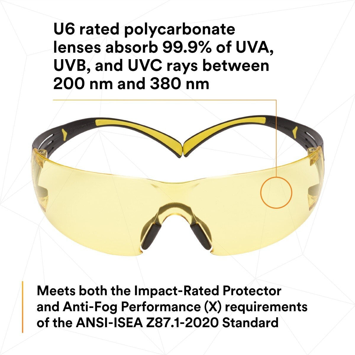 3M SF403SGAF-YEL SecureFit Scotchgard Safety Glasses, Amber Lens, Yellow/Black Frame, Anti-Fog, Anti-Scratch, ANSI Z87 (SF403SGAF-YEL) (7100158219) (Case of 20) - (20Pack) - 7