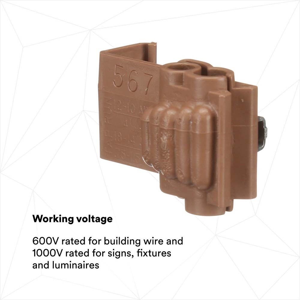 3M 567-POUCH Scotchlok Self-Stripping Tap Connectors 567, Run and Tap, Brown, 18-14 Awg Tap, 12-10 Awg Run (7100167058) (1000 Pack) - 2