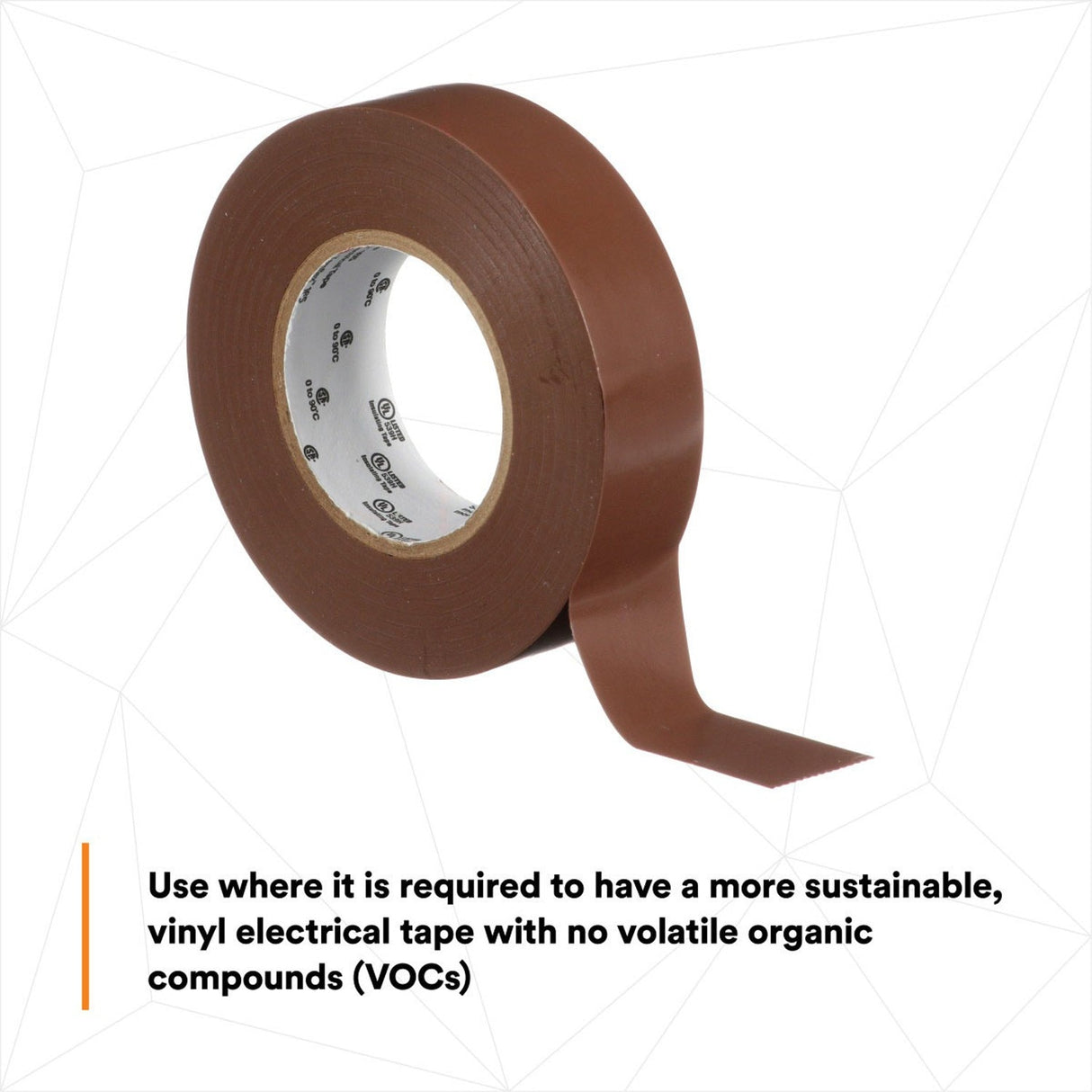 3M 165 165BR4A Temflex Vinyl Electrical Tape, Brown, 3/4 in x 60 ft, 6 mil, 600V, PVC Insulating Tape (7100169191) (10 Pack) - 9