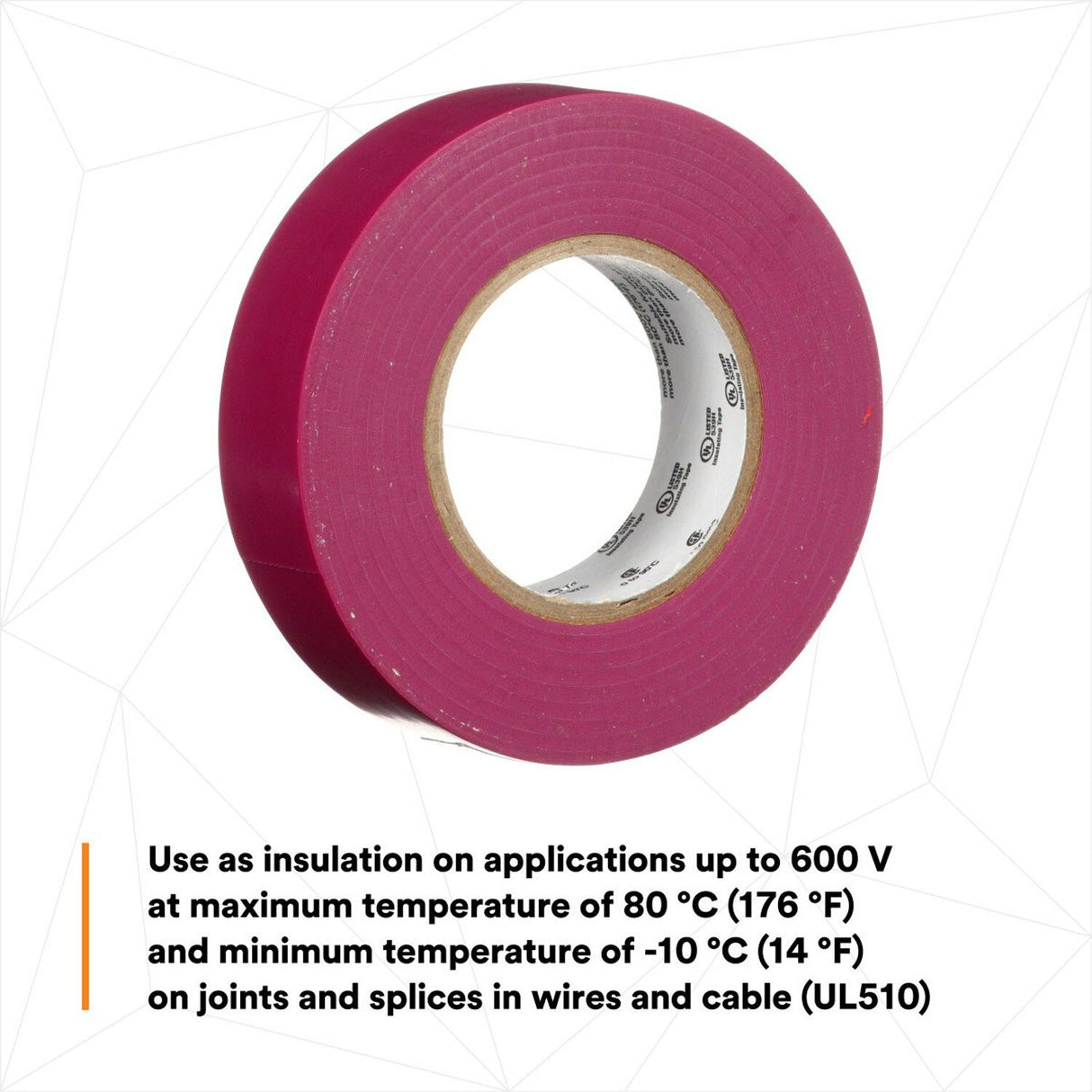 3M 165 Temflex Multi-Purpose Vinyl Electrical Tape, Purple, 3/4 in x 60 ft, 6 mil (165PR4A) (7100169434) (10 Roll Pack) - (10Pack) - 10