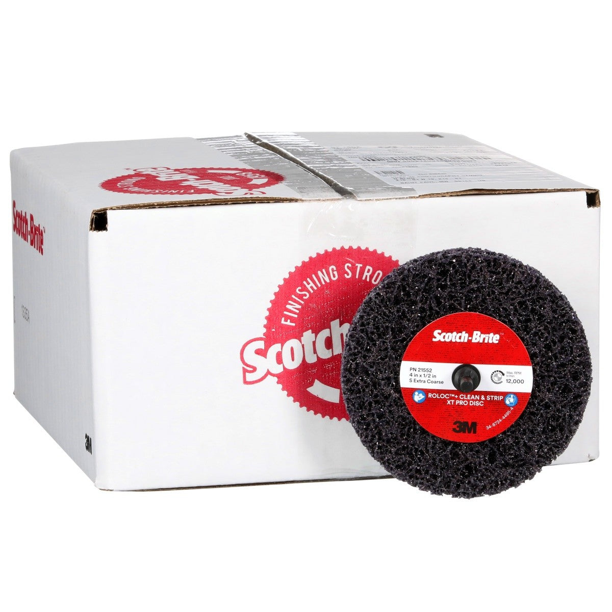 3M XO-ZR+ Scotch-Brite Roloc Clean and Strip XT Pro Disc, SiC Extra Coarse, Purple, 4 in x 1/2 in (7100173794) (10 Pack) - 7
