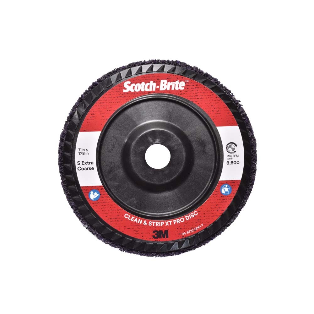 3M XO-DC Scotch-Brite Clean and Strip XT Pro Disc, SiC Extra Coarse, Purple, 7 in x 7/8 in, Type 27 (7100175122) (5 Pack) - 3