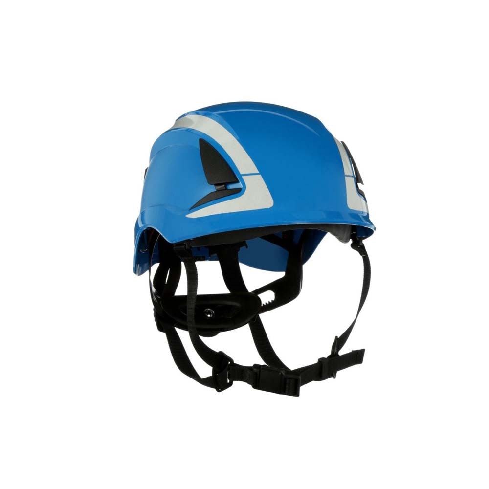 3M X5003X-ANSI SecureFit X5000 Non-Vented Safety Helmet with 6-Point Ratchet Suspension and Scotchlite Reflective Material, Blue (7100175556) - (4 Pack)