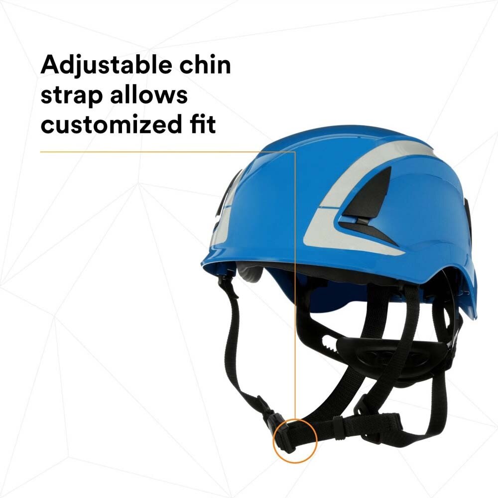 3M X5003X-ANSI SecureFit X5000 Non-Vented Safety Helmet with 6-Point Ratchet Suspension and Scotchlite Reflective Material, Blue (7100175556) - (4 Pack) - 6