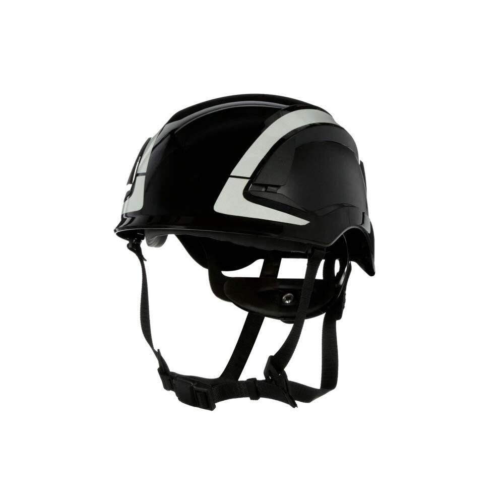3M X5012X-ANSI SecureFit X5000 Non-Vented Safety Helmet with 6-Point Ratchet Suspension and Scotchlite Reflective, Black (7100175560) - (4 Pack) - 3