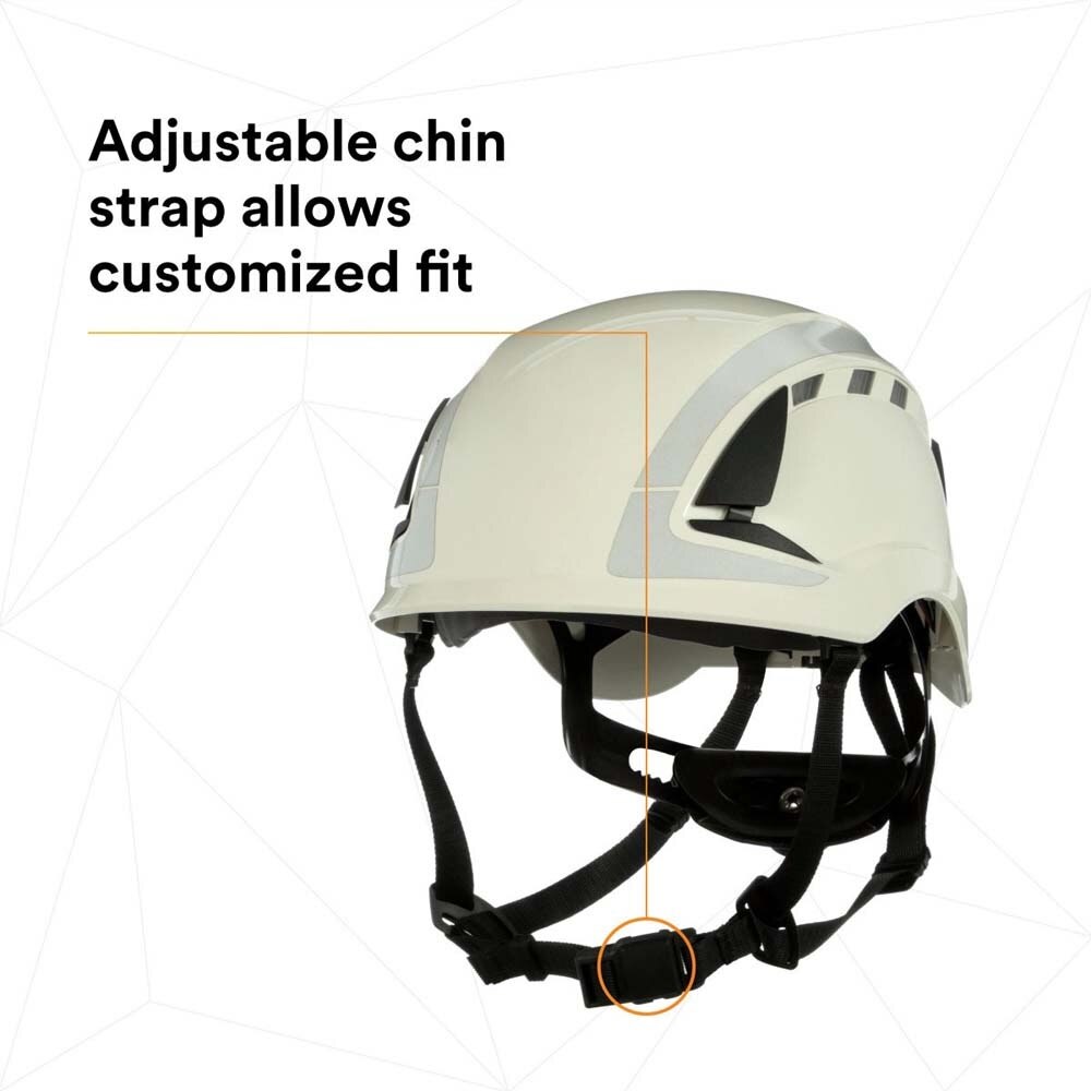 3M X5001VX-ANSI SecureFit X5000 Safety Helmet, Vented ABS Shell with 6-Point Ratchet Suspension and Scotchlite Reflective, White (7100175562) - (4Pack) - 9