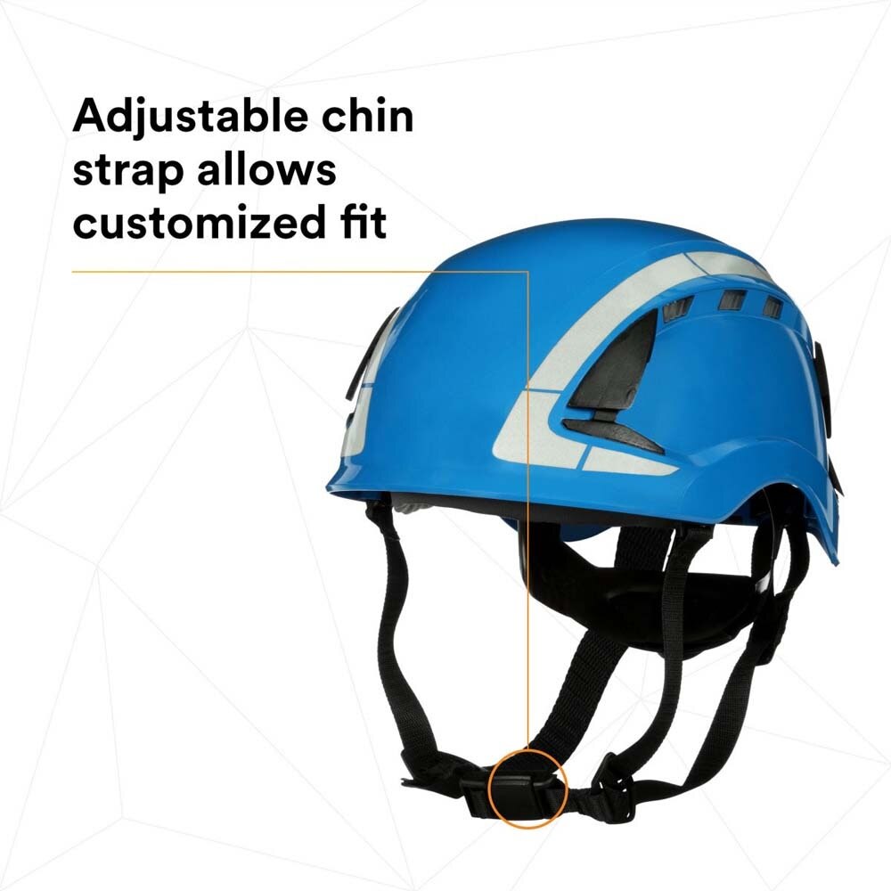 3M X5003VX-ANSI SecureFit X5000 Safety Helmet, Vented with Scotchlite Reflective Material, Blue, 6-Point Ratchet Suspension (7100175564) (4 Pack) - 5