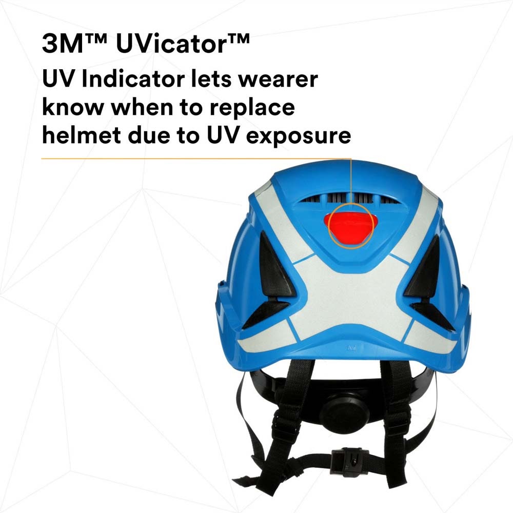 3M X5003VX-ANSI SecureFit X5000 Safety Helmet, Vented with Scotchlite Reflective Material, Blue, 6-Point Ratchet Suspension (7100175564) (4 Pack) - 10