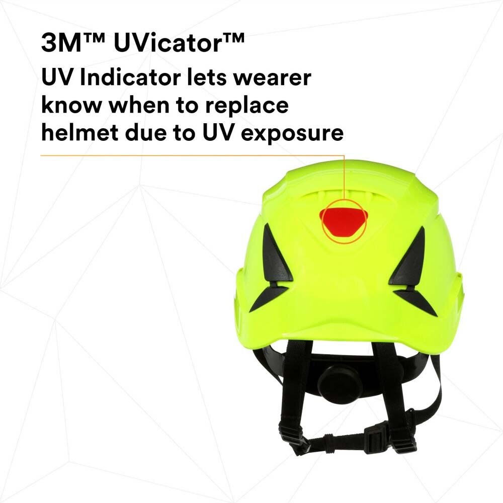3M X5014VX-ANSI SecureFit Safety Helmet, Vented Climbing-Style with 6-Point Suspension and Scotchlite Reflective, Hi-Visibility Green (7100175569) - (4 Pack) - 8