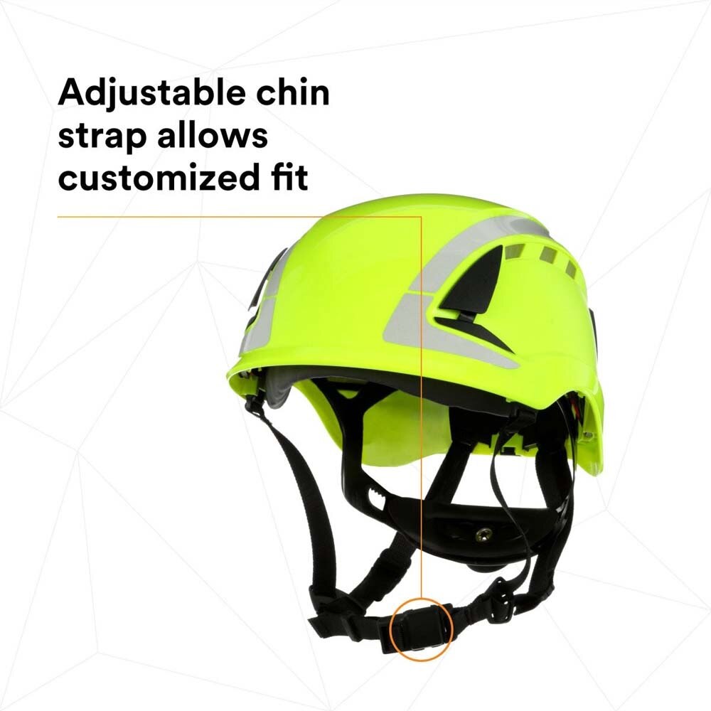 3M X5014VX-ANSI SecureFit Safety Helmet, Vented Climbing-Style with 6-Point Suspension and Scotchlite Reflective, Hi-Visibility Green (7100175569) - (4 Pack) - 9