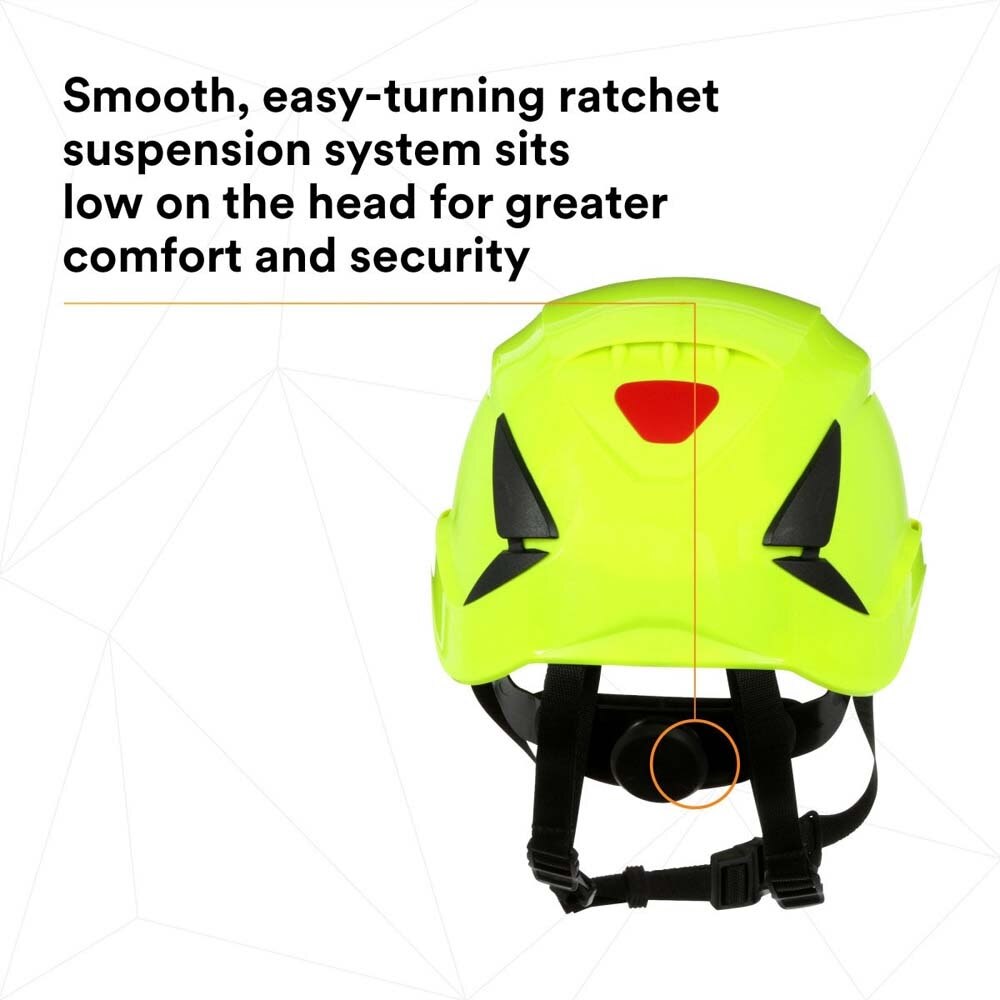 3M X5014VX-ANSI SecureFit Safety Helmet, Vented Climbing-Style with 6-Point Suspension and Scotchlite Reflective, Hi-Visibility Green (7100175569) - (4 Pack) - 10