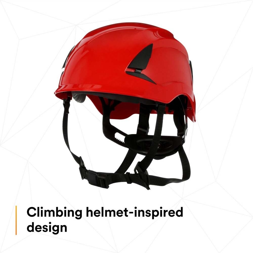 3M X5005-ANSI SecureFit Safety Helmet, Non-Vented, Red, Climbing Style with 6-Point Suspension (7100175574) - (10Pack) - 5