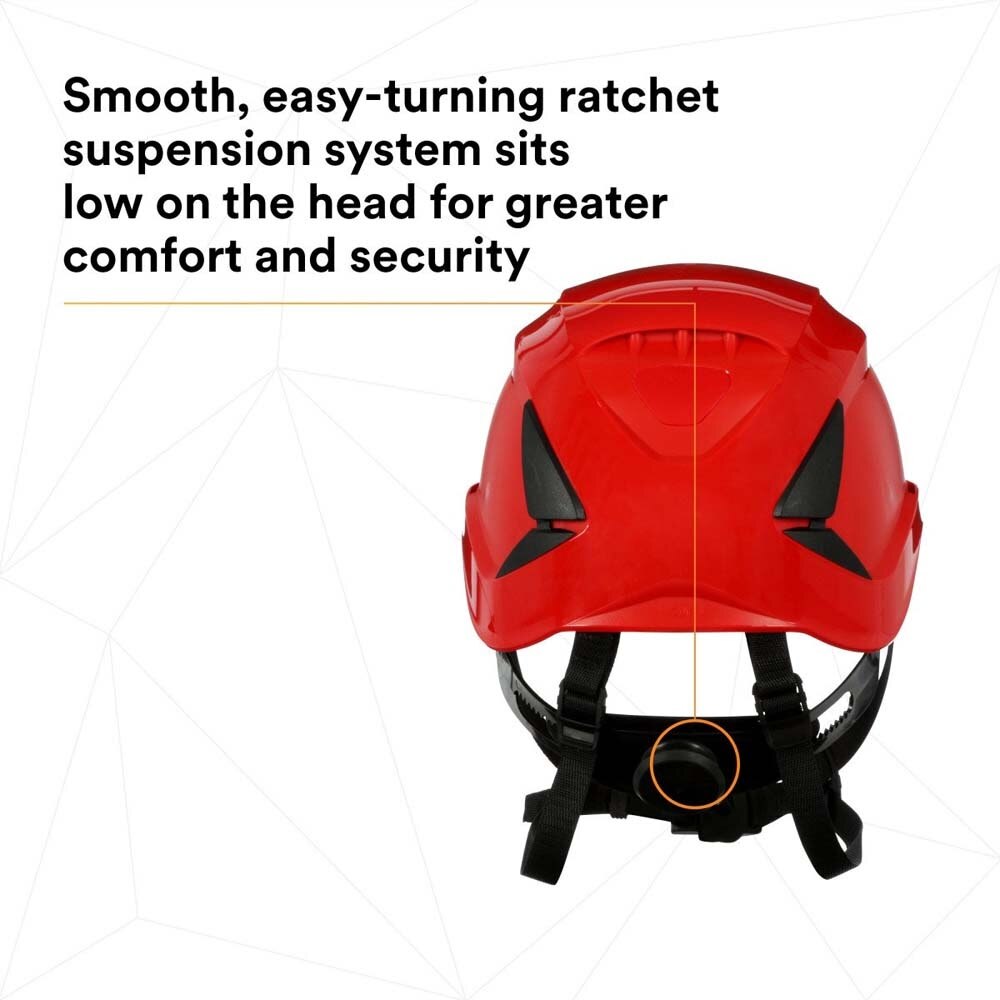 3M X5005-ANSI SecureFit Safety Helmet, Non-Vented, Red, Climbing Style with 6-Point Suspension (7100175574) - (10Pack) - 8