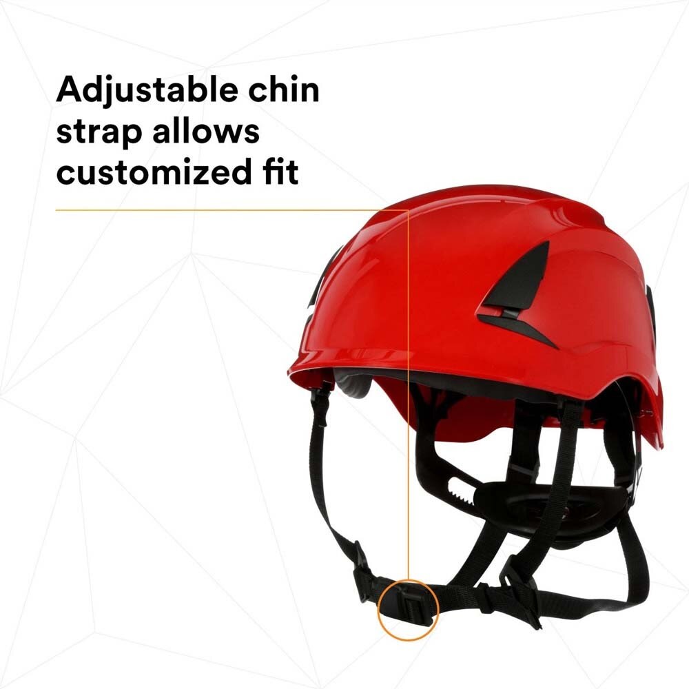 3M X5005-ANSI SecureFit Safety Helmet, Non-Vented, Red, Climbing Style with 6-Point Suspension (7100175574) - (10Pack) - 10