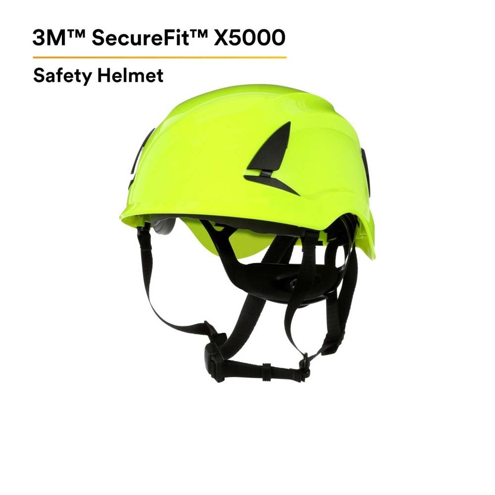 3M X5014-ANSI SecureFit X5000 Safety Helmet, Non-Vented, High-Visibility Green, 6-Point Ratchet Suspension (7100175577) - 5
