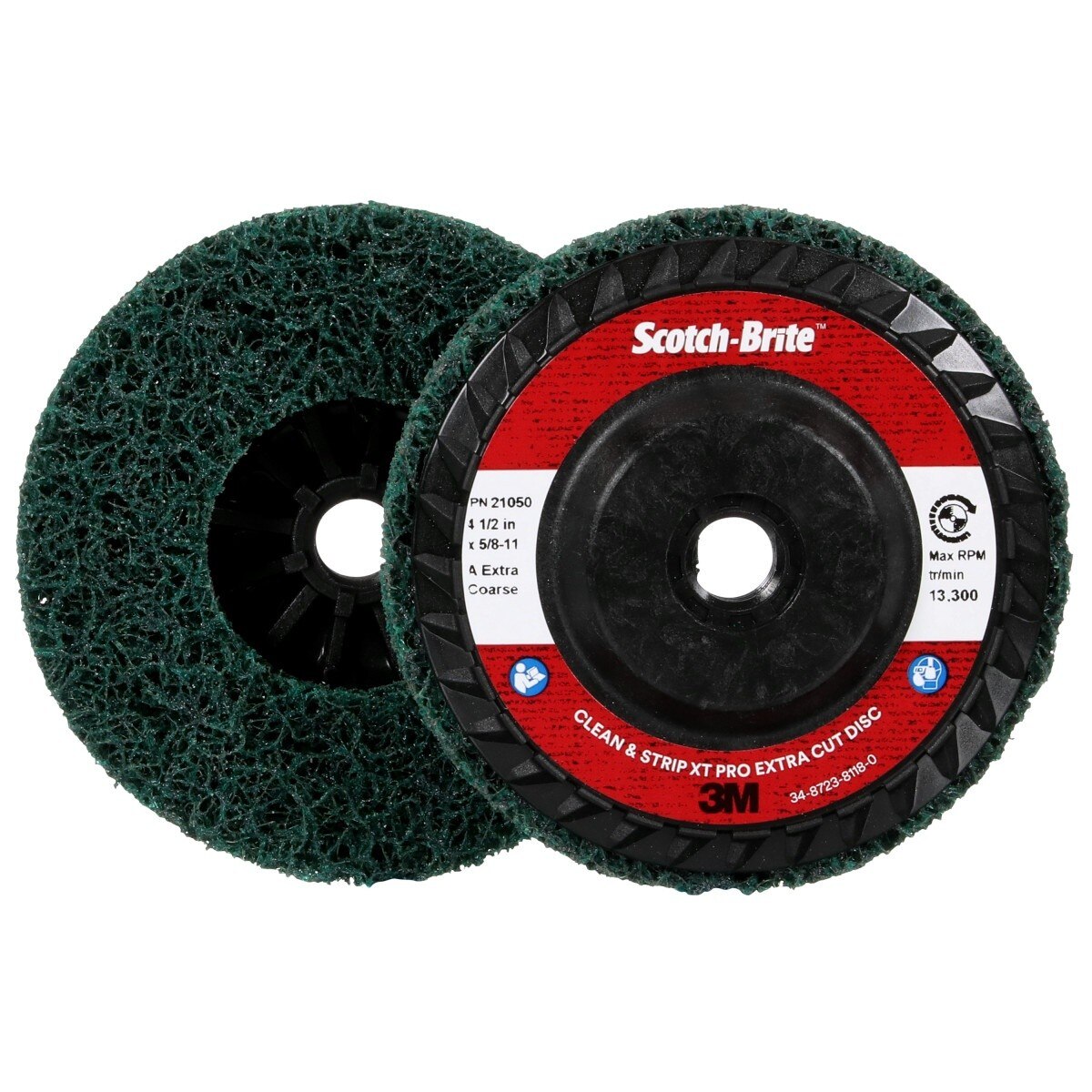 3M XC-DC Scotch-Brite Clean and Strip XT Pro Extra Cut Disc, Aluminum Oxide Extra Coarse, Green, 4-1/2 in x 5/8 in-11, Type 27 (7100176126) - (10 Pack) - 3