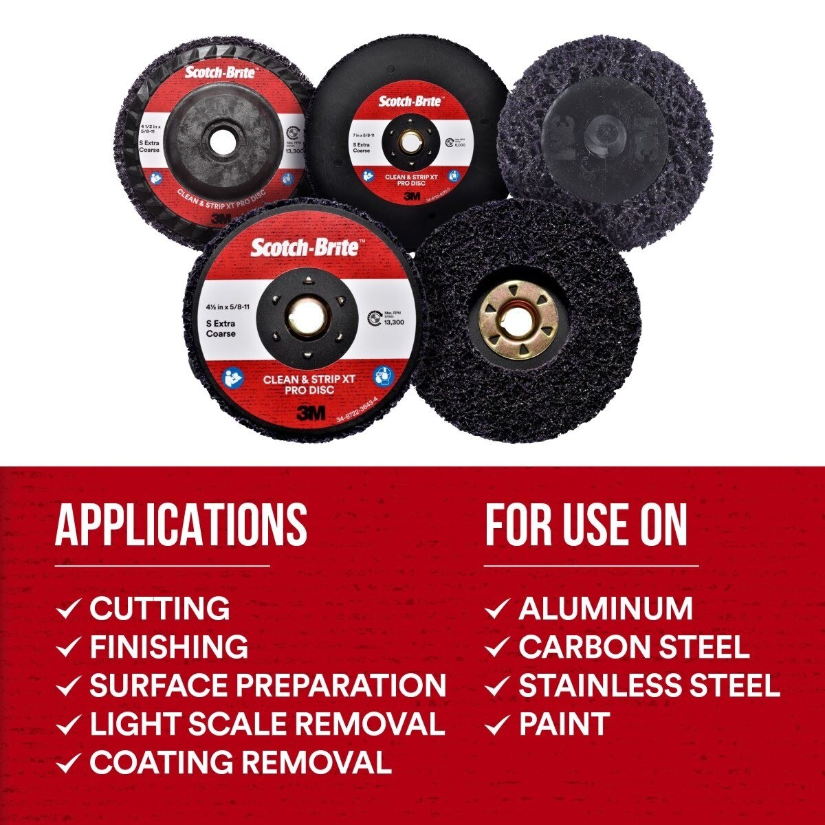 3M XO-DC Scotch-Brite Clean and Strip XT Pro Disc, SiC Extra Coarse, Purple, 4 in x 1/4 in (7100176153) (24 Pack) - 8