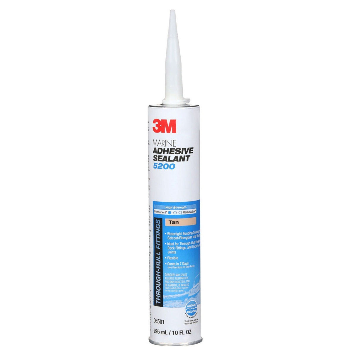 3M 06501 5200 Marine Adhesive Sealant Permanent Bonding Above and Below Waterline, Tan, 10 fl oz Cartridge (7100176316) - (12 Pack)
