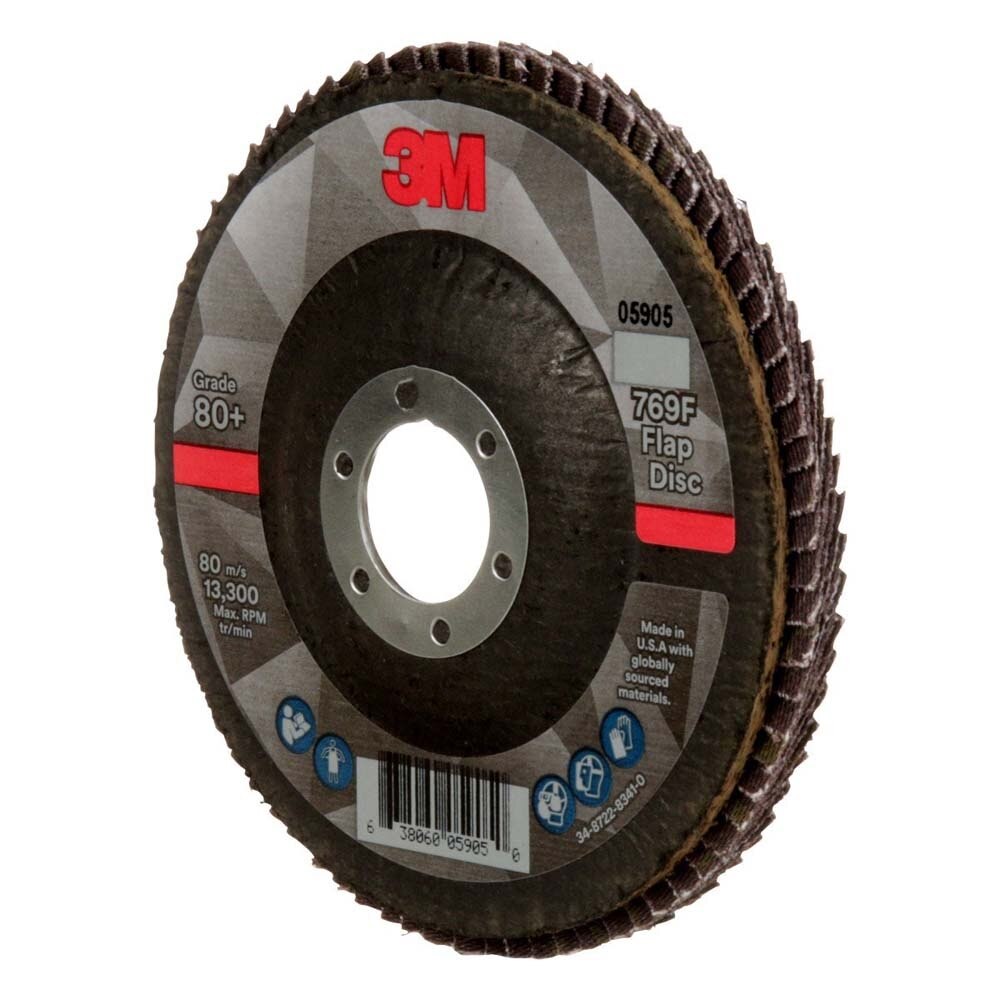 3M 769F Flap Disc , 80+, T27, 4-1/2 in x 7/8 in (7100178016) (10 Pack) - 3