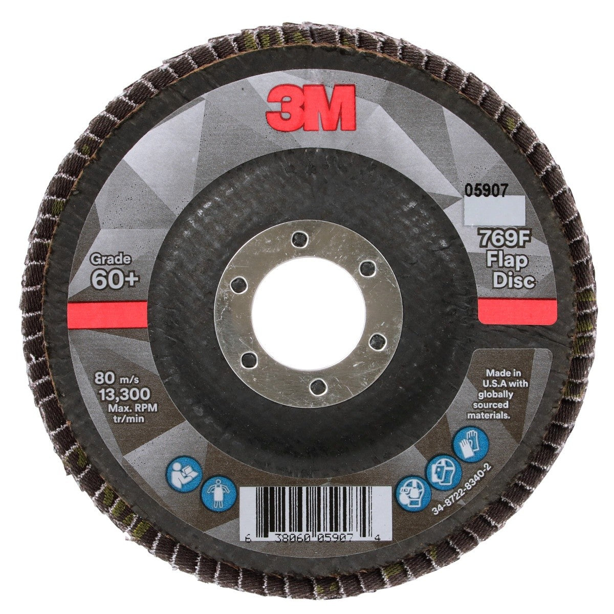 3M 769F Flap Disc, T29, 60+, Precision Shaped Ceramic, Purple, 4-1/2 in x 7/8 in (7100178027) (10 Pack)
