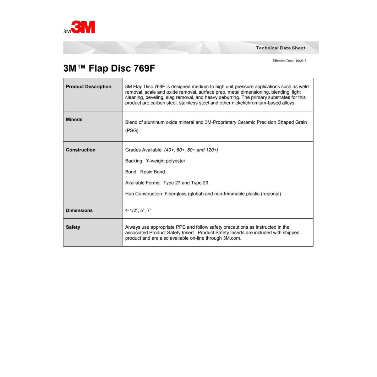 3M 769F Flap Disc, Type 27, Precision Shaped Ceramic 60+, Purple, 7 in x 7/8 in (7100178030) (5 Pack) - 9