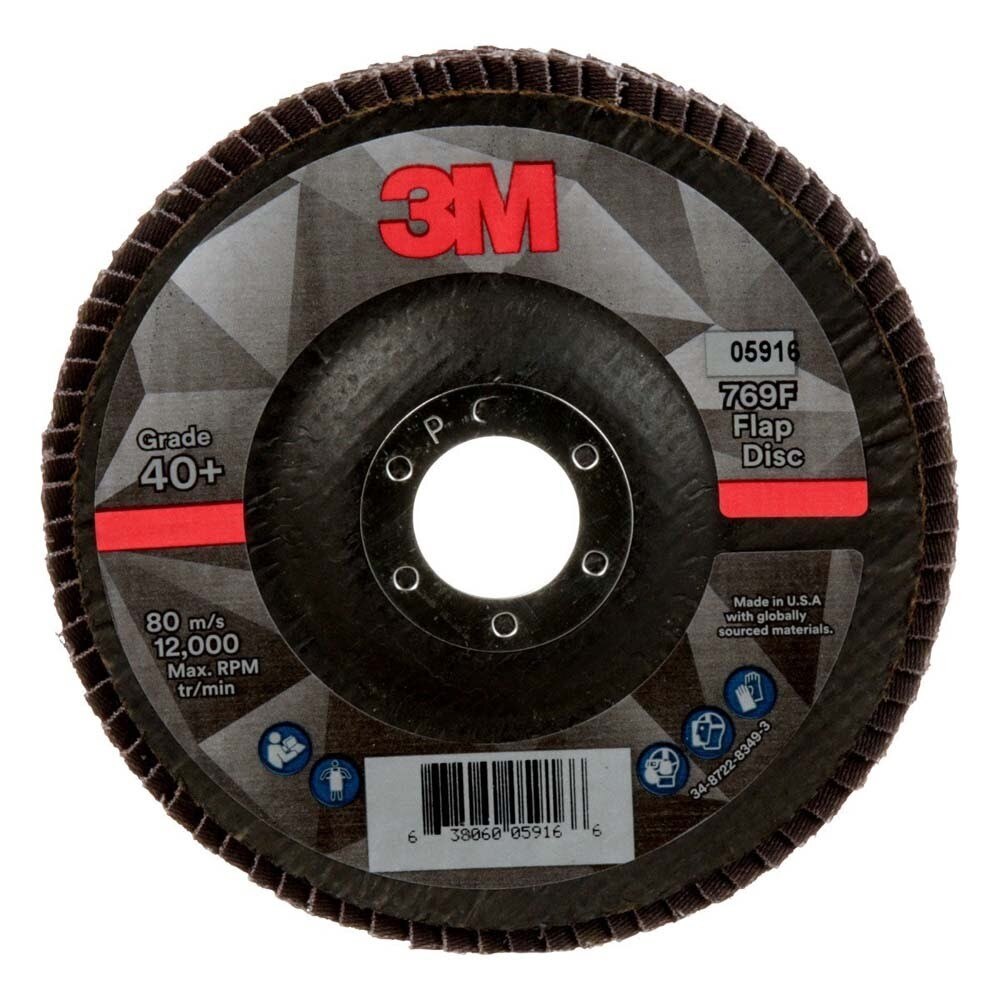 3M 769F Flap Disc , 40+, T29, 5 in x 7/8 in (7100178127) (10 Pack)