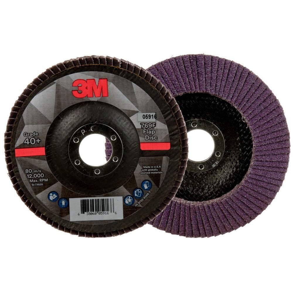 3M 769F Flap Disc , 40+, T29, 5 in x 7/8 in (7100178127) (10 Pack) - 2