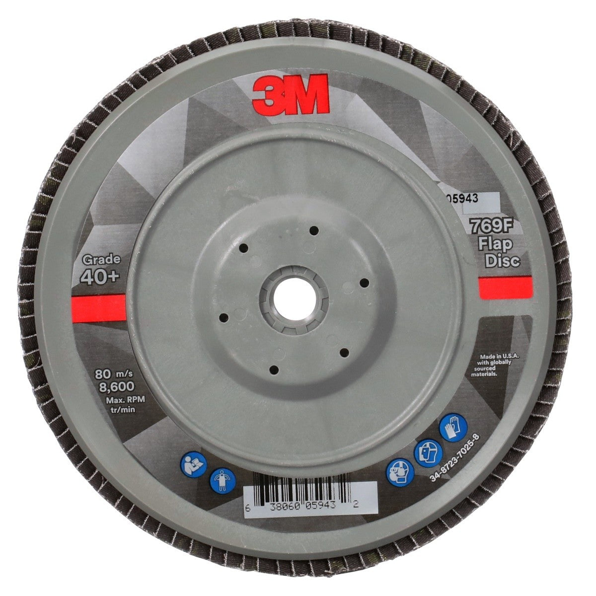 3M 769F Flap Disc, T29 Quick Change, Precision Shaped Ceramic 40 Plus, Purple, 7 in x 5/8 in-11 (7100178192) (5 Pack)