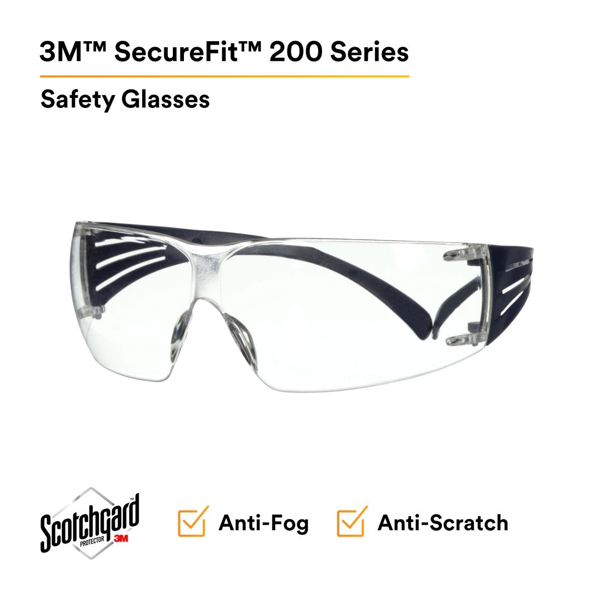 3M SF201SGAF-BLU SecureFit Protective Eyewear 200 Series, Blue Temples, Clear Scotchgard Anti-Fog Lens (7100180044) - (20Pack) - 5