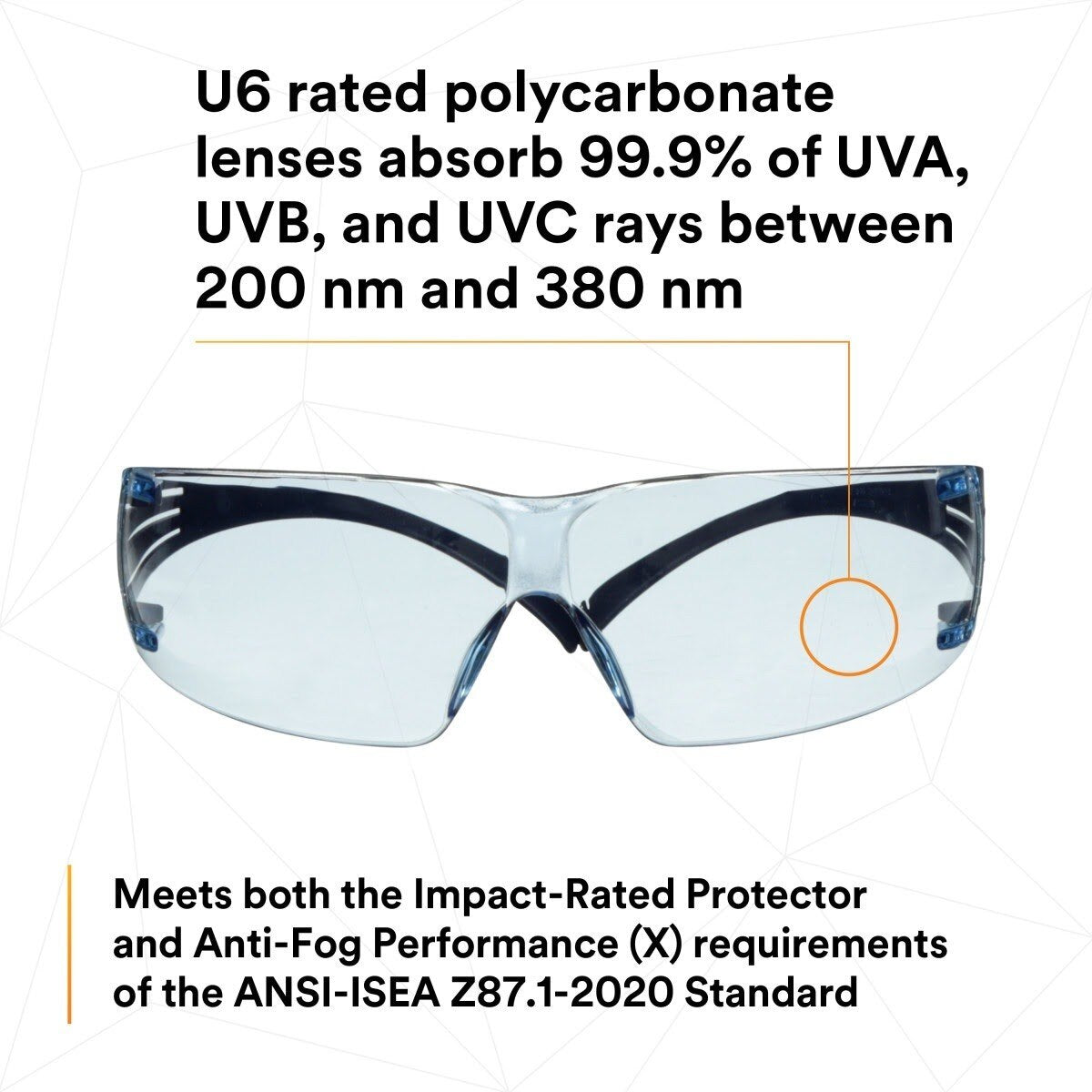 3M SF204SGAF-BLU SecureFit Protective Eyewear 200 Series, Blue Temples, Blue Scotchgard Anti-Fog Lens (7100180046) - (20 Pack) - 5