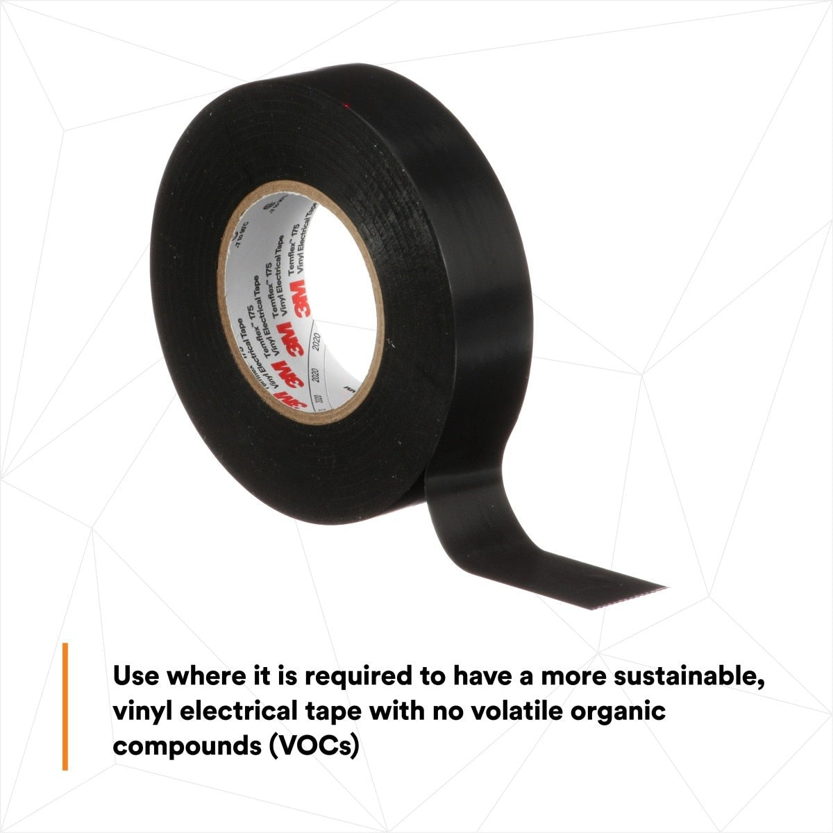 3M Temflex 175 Vinyl Electrical Tape, Black, 7 mil, 3/4 in x 60 ft, Flame Retardant, Rubber Adhesive (7100188506) - (100 Pack) - 9
